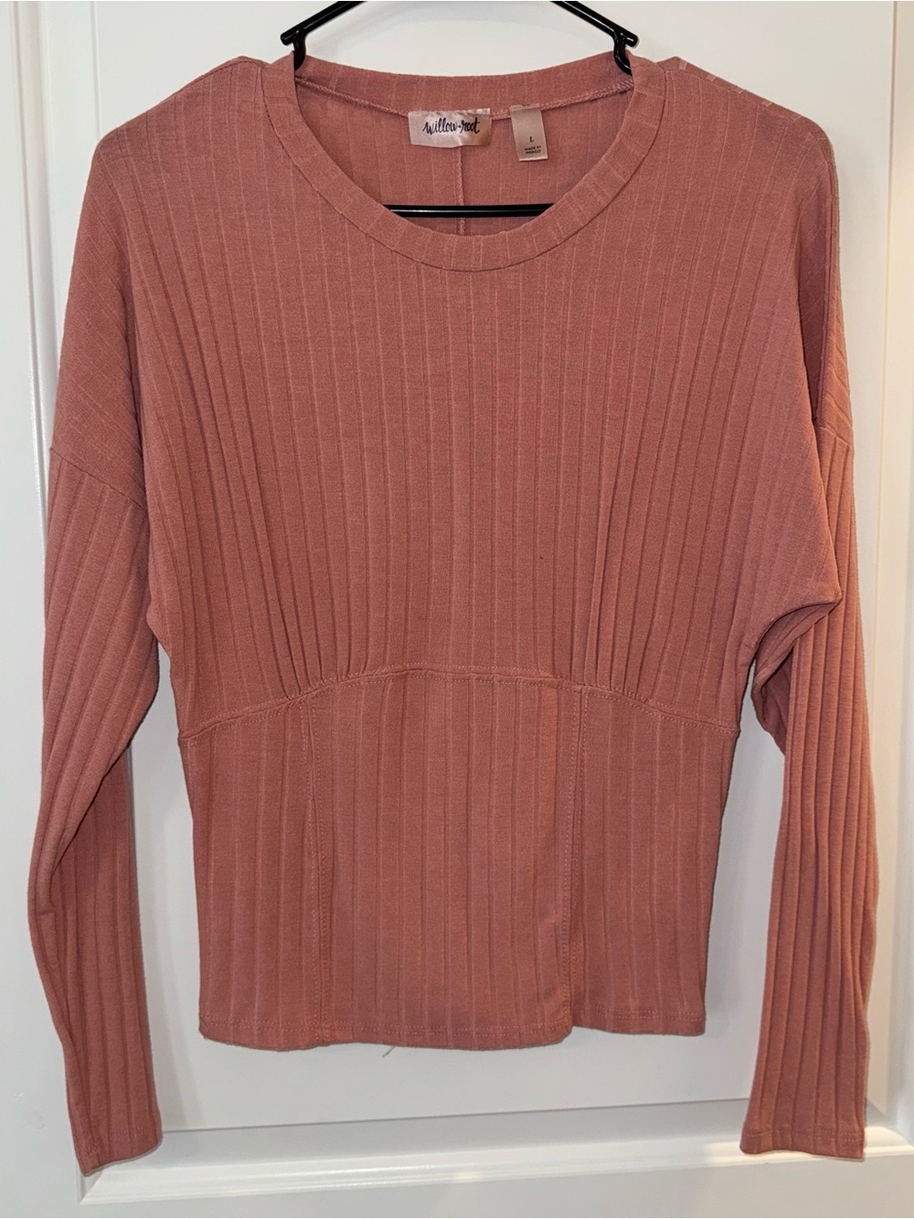 Boot Barn Long Sleeve Ribbed Top - Dusty Rose Mauve